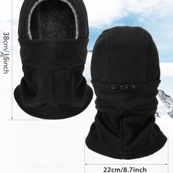 Fleece Balaclava Ski Mask Full Face Covering Hood Drawstring Winter Warm main image 5